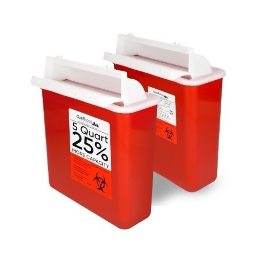 Oakridge Products Sharps Container for Home Use and Professional 5 Quart (2-Pack